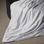 EP Mode Mulberry Silk Filled Quilt with 100% Viscose from Bamboo Fabric, Natural Lightweighted Cooling Comforter (White, Throw 50” X 65”)