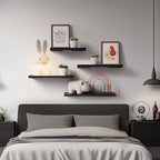 BAYKA Wall Shelves for Bedroom Decor, Floating Wall Shelves for Living Room Kitchen Storage, Mounted Rustic Wood Floating Shelves for Kids Books, Corner Shelves for Bathroom, Office(Set of 3)