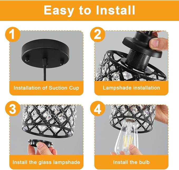 Pendant Lights Kitchen Island, Farmhouse Pendant Lighting, Crystal Pendant Light, Single Kitchen Island Lighting Over Island,1 Light Crystal Pendant Lights Kitchen Island