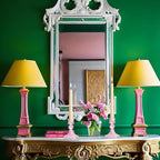 Glass Candlestick Holder,Striped Taper Candle Holders,Set of 6 Candle Stand for Table Centerpieces, Home Decor,Weddings,Festival and Parties (Pink Stripe Pattern)