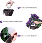 Artificial Faux Hanging Flowers Plants Basket for Outdoor Outside Porch Decoration, UV Resistant Fake Silk Purple Morning Glory Trailing Vines Realistic for Summer Home Balcony Yard Patio
