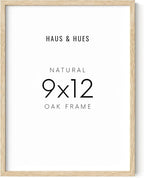 HAUS AND HUES Beige Oak Wood 9x12 Picture Frame - Modern Wood Wall Art Display - Lightweight 9x12 Frame for Art Prints, Photos, Posters - Ready-to-Hang Vertically & Horizontally