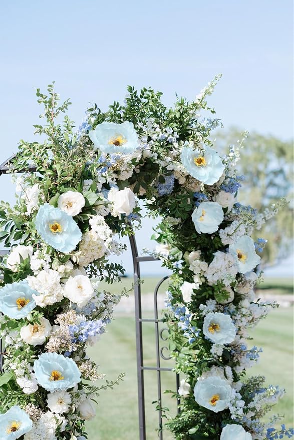 IPOPU 43.3" Poppy Flowers Artificial Flowers 6PCS Fake Silk Poppies Long Stem Artificial Flowers for Tall Vase for Wedding Party Home Decor(Baby Blue)