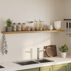 Floating Shelves for Wall, 72"W x 9.3"D x 1.5"H, Long Wooden Wall Mounted Display Shelves with Invisible Brackets for Living Room, Bedroom, Bathroom, Kitchen Decor and Storage, Set of 1, Oak