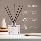 Frosted White Tea & Thyme Reed Diffuser Set - Decorative Fragrance Diffuser & Oil for Bathroom & Home | Long-Lasting Aroma | Natural Scent Sticks | Essential Oils & Botanicals| 100mL