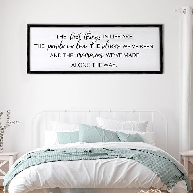 The Best Things in Life Framed Wall Art, 32''×12'' Rustic The Best Things in Life Sign for God Jesus Christ Prayer, Horizontal Holy Inspirational Family Home Decor