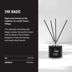 Hotel Collection - 24K Magic - Reed Diffuser Set - Luxury Aromatherapy - Lemon, Bergamot, Black Fig, Cedarwood, Amber, Musk & Blonde Woods - Essential Oil Diffusers - Shelf Decor - 100mL/3.5 FL oz
