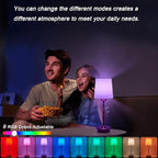 Rechargeable Cordless Table Lamp, Brushed Gold Battery Operated Desk Lamps with Detachable LED Bulbs, 13 Colors Dimmable Bedside Lights for Bedroom, Bar, Night Light, Camping