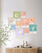 KBKBART Vintage Cocktail Poster Set of 10, Retro Bar Cart Accessories, Colorful Cocktail Wall Art, Funky Drink Aesthetic Pictures for Bar Cart Decor, Preppy Bar Art Prints for College Dorm Apartment - Unframed