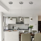 Modern LED Dimmable Pendant Light fixtures,Mini Island Pendant Lighting for Kitchen Island Dinning Room,Bedroom,Bar, Kitchen Island Ceiling Hanging Light Fixtures(Chrome-2-Pack)