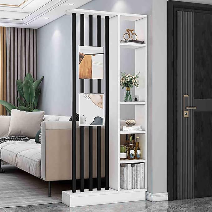 Wall Room Divider,Freestanding Room Divider with Shelves,Wood Room Divider Screen with Storage Cabinet, Wall Divider for Room Separation, for Home Office Decorative B 31.4×9.4×78.7in