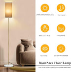 BoostArea Floor Lamp for Living Room with 3 Color Temperatures Bulb, Modern Floor Lamps, Classic Tall Lamp for Office, Standing Lamps for Bedroom, Kids Room, Study(9W LED Bulb, White Linen Shade)