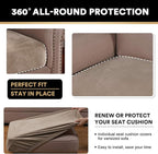 PrinceDeco Velvet Stretch Couch Cushion Cover Soft Cushion Slipcover for Chair Loveseat Sofa Furniture Protector Seat Cushion Sofa Cover (Each Width Up to 29.5", Taupe)