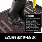 GORILLA GRIP 100% Waterproof All-Season WeatherMax Doormat US Designed Natural Rubber, Stain and Fade Resistant, Low Profile Indoor Outdoor Door Mats, Easy Clean Patio Mat, Espresso Home Paw