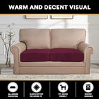 PrinceDeco Stretch Velvet Couch Cushion Covers, Soft Cushion Slipcover for Chair Loveseat Sofa Cushion Furniture Protector Seat Cushion Sofa Cover(Each Width Up to 29.5", Burgundy)