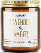 AOOVOO Lavender Amber Candles - 9 oz Scented Candles, Aromatherapy Candle, Soy Candle for Home Scented