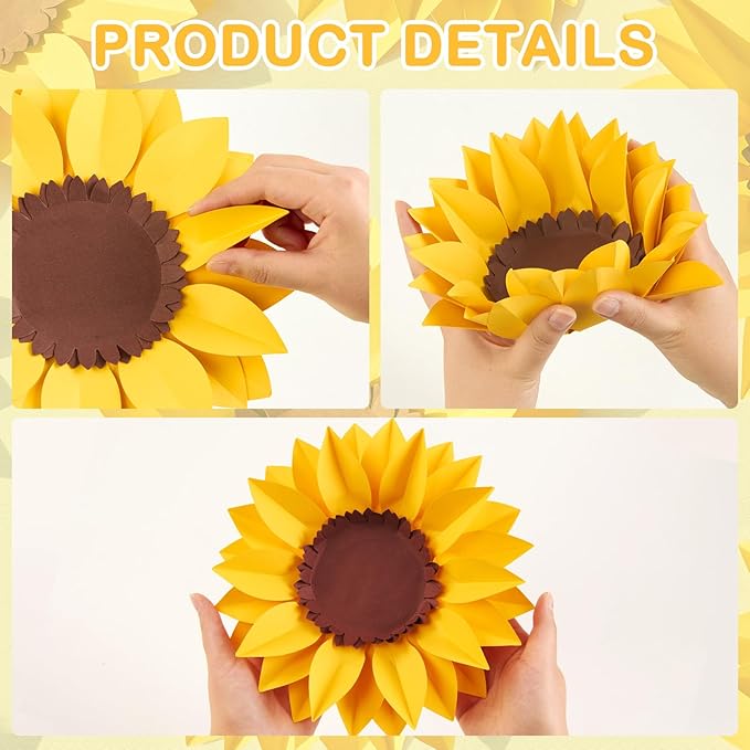 Paper Flowers Decorations for Wall, 3D Sunflower Party Decorations, Nursery Room Decor, Handmade Artificial Paper Flowers, Baby Showers Birthday Home Summer Party
