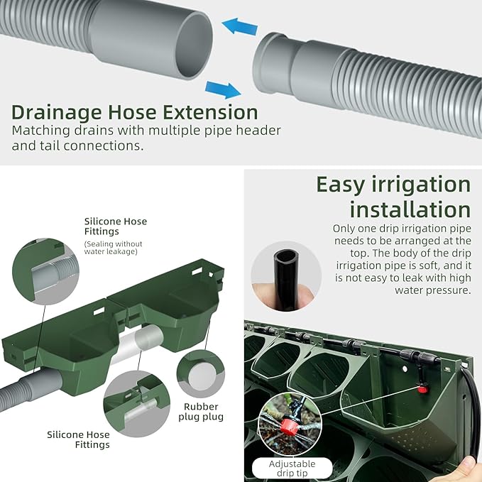 Self Watering Wall Mounted Vertical Planter, 36 Pots Wall Planter Indoor Vertical Living Green Plant Wall Easy Installation (Green with Timing System)