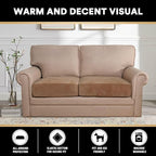 PrinceDeco Velvet Couch Cushion Cover Soft Stretch Cushion Slipcover for Chair Loveseat Sofa Cushion Furniture Protector Seat Cushion Sofa Cover (2 Piece Large Sofa Cushion Covers, Camel)