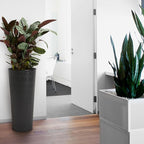 Worth Garden 2-Pack 28" H. Metal Planter with 2X Inside Pots - Hand-Hammered Texture Tall Narrow Tapered Plant Pots - Large Handcrafted Flower Pot for Indoor Outdoor, Deck, Patio, Front Porch (Black)