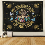 Inspirational Quote Tapestry Positive Motivational Uplifting Encouragement Gifts for Women Teens Girls,Inspirational Gift Wall Decor for Bedroom,They Whispered to Her You Cannot Withstand The Storm