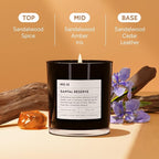 Santal Reserve Luxury Scented Candles, 9oz Soy Wax Candles for Home Scented, Sandalwood, Amber, Iris & Leather Scent, Long Burning Time, Gifts for Women, Men, Sister, Teacher