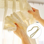 Hotop 30 Pcs Metal Drapery Curtain Rings 0.98/1.26/1.65 inch Interior Diameter and 30 Pcs Hanging Curtain Drapery Pin Hooks for Window Door Shower(25 mm,Gold)