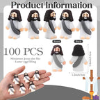 Bememo 100 Pcs Jesus Toys Original Design Mini Rubber Little Jesus Figurine to Hide and Seek Religious Party Favors Sunday School Craft Baptism Gifts for Easter Egg Stuffers (Gray)