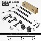 2 Pack Heavy Duty Curtain Rods 32-90 Inch, 1 Inch Black Adjustable Curtain Rods for Windows, Long Window Treatment Rod Set with Aluminium Finials, Modern Design