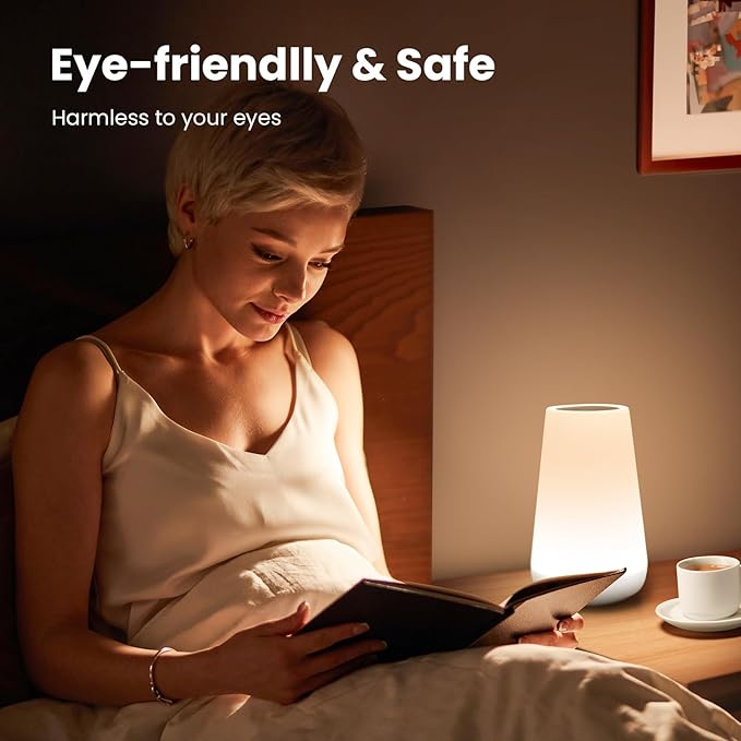 THAUSDAS Night Light, Dimmable Touch Lamp for Bedroom, Portable Table Bedside Lamp, 5 Brightness 13 RGB Colors, Night Lights for Baby Nursery Bathroom