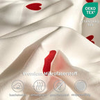 Heart Comforter Set Twin Size - 2 Pieces Red White Heart Comforter Bedding Sets for Girls Kids,Twin Bed in a Bag with Heart Love Comforter and 1 Pillowcase