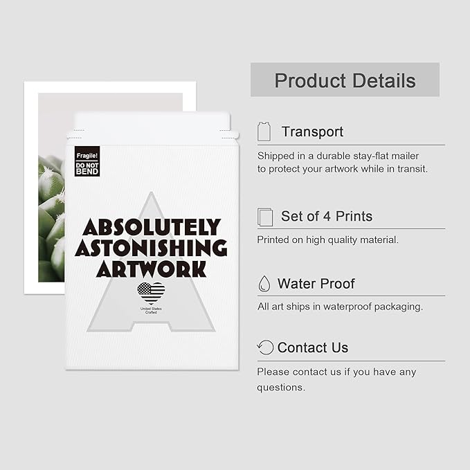 SIGNWIN Adhesive Canvas Poster Tropical Island Green Desert Plant Cactus Snake Plant Nature Wilderness Photography Realism Decorative Rustic Cozy Zen for Living Room, Bedroom, Office - 12"x16"x4