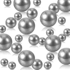 Silver Grey Vase Filler | 150PCS Pearls Bead for Centerpieces Vases | 8/14/20 mm No Hole Beads, Fake Pearls for Wedding Birthday Theme Party Table Centerpieces Decor