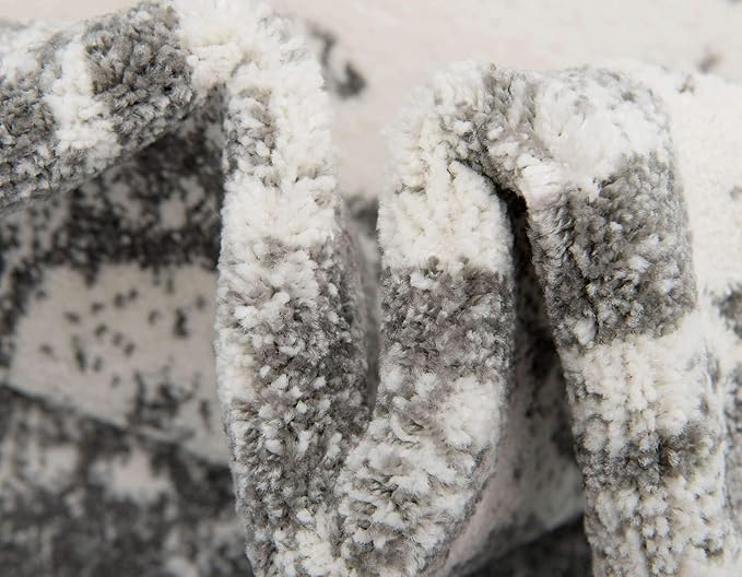 Unique Loom Rosso Collection Vintage, Geometric, Bohemian, Traditional, Distressed, Southwestern Area Rug, 2' 0" x 6' 0", Light Gray/Ivory