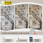 Staircase Chandelier Modern Crystal Pendant Light Large Chandeliers for High Ceilings Crystal Raindrop Chandelier High Ceiling Light for Living Room Stair Entryway Hallway Foyer D24''xH118''