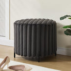 Furniliving Modern Round Ottoman, Large Size Bedroom Ottoman Footstool Round Ottomans Stool for Living Room, Bedroom, Makeup Room, Black, Faux Fur