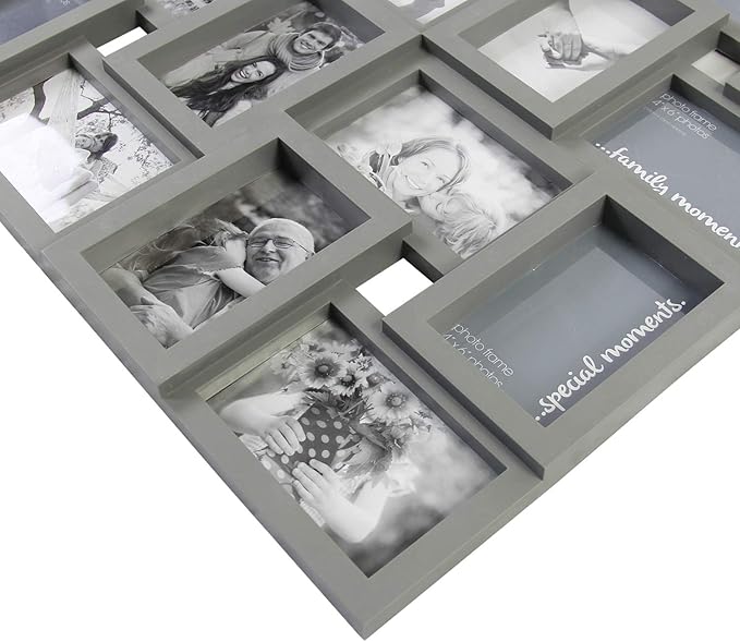 Jerry & Maggie 4×6 collage frame 24 pictures, picture frames collage wall decor, 24 slot picture frame Wall Hanging For 6×4 Photo, Grey