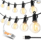 Outdoor-String-Lights-Paio-Lights, 100FT (50FT*2) 50+2 Shatterproof Bulbs Outdoor Patio Lights, IP65 Waterproof Connectable Hanging Outside Light for Backyard, Porch, Deck, Balcony, 2200K