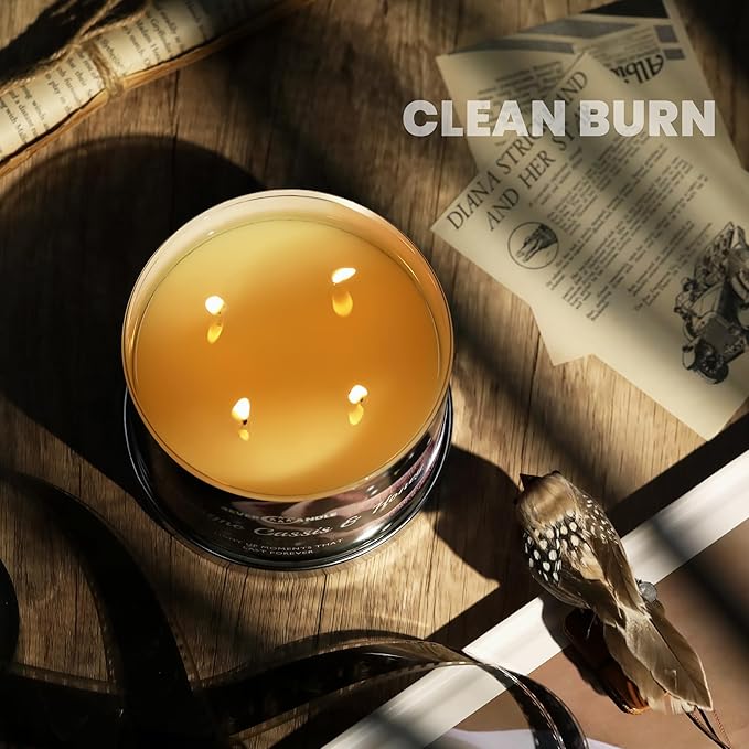 Over 50 Hours Jar Candle - 4-Wick Long-Lasting Scented Candles, 18oz Natural Soy Wax Candle for Home, Candle Gifts for Women & Men, Champagne Cassis & Honey