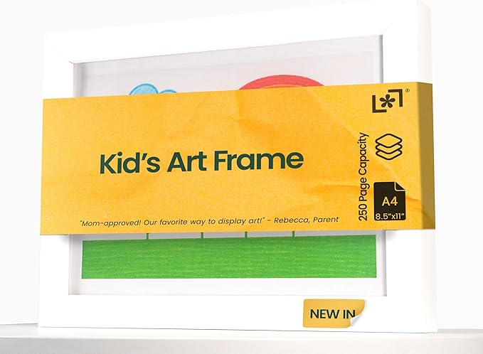 Kids Art Frames 8.5x11, Front Opening Artwork Display Frame for Kids’ Creations – White Changeable Frame Holds 250+ Pieces, Show & Store Kids Art, Crafts, and 3D Projects, Easy Wall Hanging