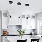 3-Pack Mini Pendant Lights, Pendant Lighting for Kitchen Island with 24W CRI80 1920Lumen 6000K Black Finish for Kitchen Restaurant, Dining Room