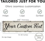 Rustic Custom Metal Sign - Custom Sign for Indoor or Outdoor Use (Rustic Tan Double Border, 15 inches x 4 inches)