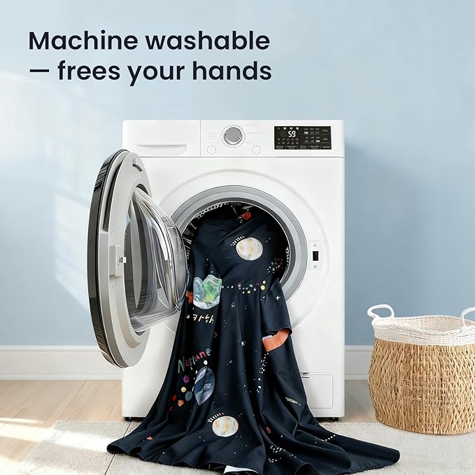 Tiny Land Space Galaxy Bed Tent for Kids – Sleep Bed Canopy with 9 Planets Design, Easy-to-Install Indoor Kids Play Tent, Imaginative Playhouse, Ideal Gift for Boys & Girls – 77" x 40" x 46"