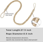 BEL AVENIR Jute Curtain Tiebacks Ropes Tie-Backs, Handmade Curtain Holdbacks(Jute,4pack)