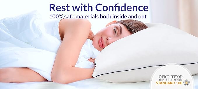 ROYALE LINENS Pillows Standard Size Set of 2 - Bed Pillows for Sleeping - Piping Pillow for Back, Stomach & Side Sleepers - Down Alternative Standard Pillow - Hotel Quality (20x26 Inches,Pack of 2)