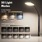 LED Desk Lamp for Home Office, Eye-Caring Modern Desk Light, 3 Color Temperature 10 Brightness Computer Light, Dimmable Desk Light with Memory & Timer Func, Metal Swing Arm Table Lamp