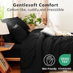 CozyLux Full Size Comforter Sets Black, 7 Pieces Soft Pinch Pleat Bed in a Bag Full Comforter Set with Sheets, Boho Bed Set with Down Alternative Comforter, Sheets, Pillowcases & Shams