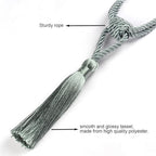 Fenghuangwu Curtain Tiebacks Tassel Tie-Backs, Rope Curtain tie Backs Handmade Curtain Holdbacks Made from Polyester (Light Blue, 4p)