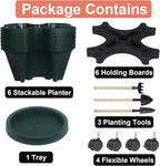 Vertical Planter 7 Tier Stackable Planters Garden Planters Strawberry Herb Flower and Vegetable Planter Indoor Outdoor Gardening Pots with Removable Wheels and Tools 2-Pack