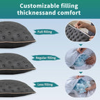 Pillow for Side and Back Sleepers Side Sleeper Pillow for Neck and Shoulder Pain Side Sleeper Bed Pillows Queen Size with Adjustable Shredded Memory Foam Filling